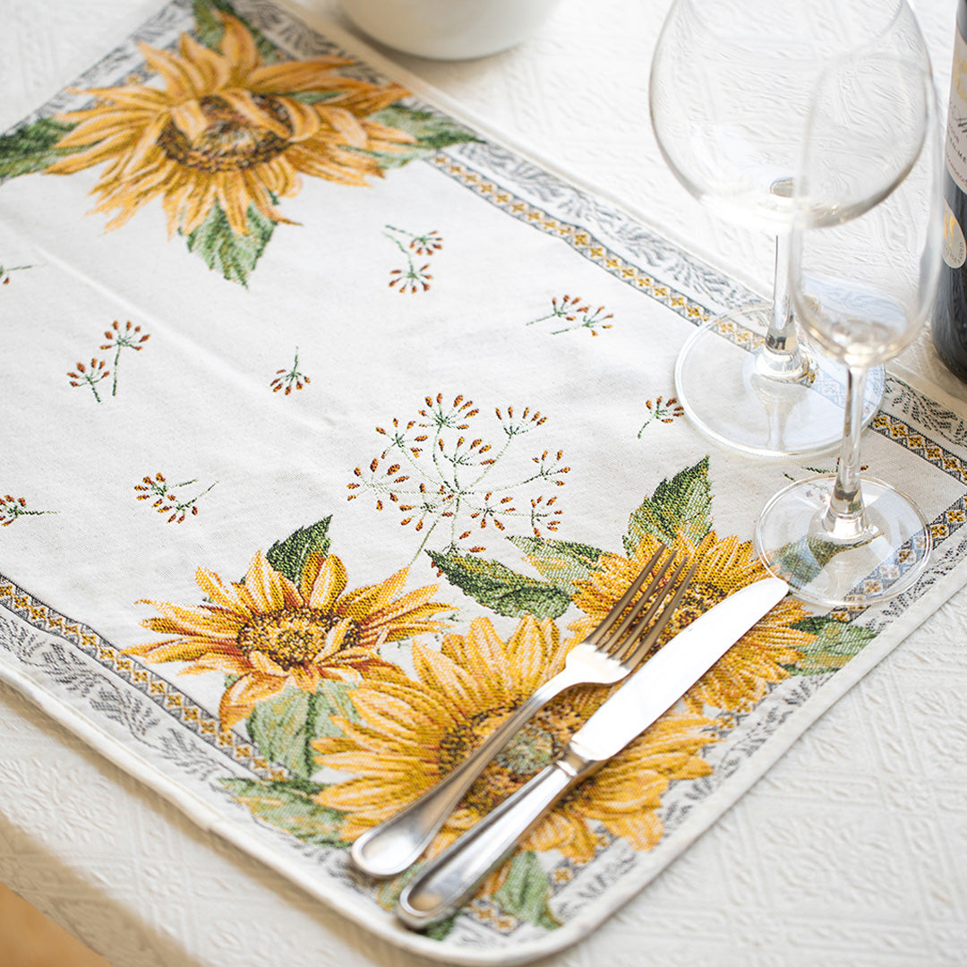 サンフラワー ランチョンマット 白