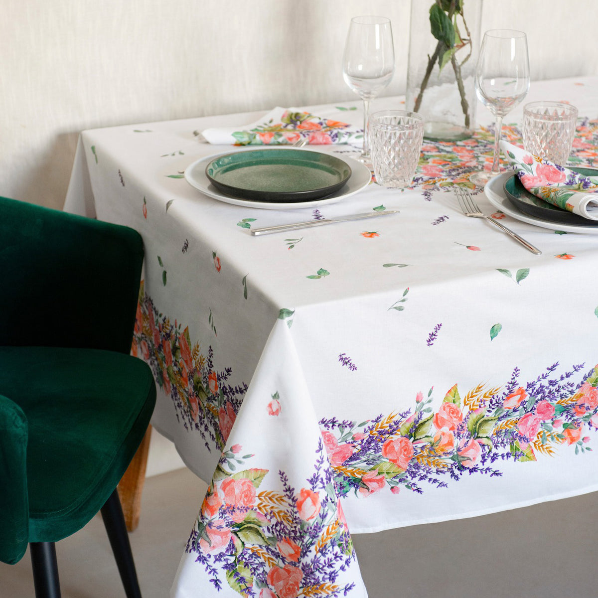 フラワーホワイトテーブルクロス200(撥水)