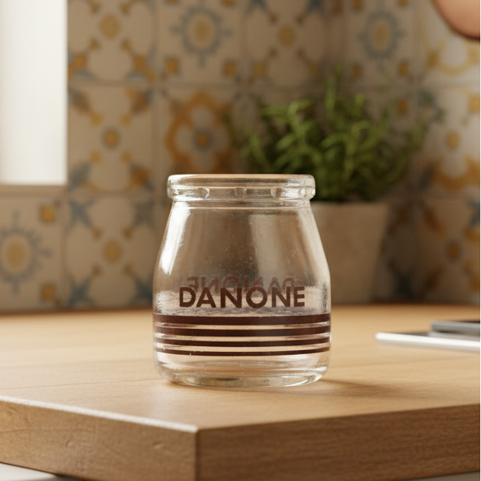 ヴィンテージ “DANONE” ガラスビン ヨーグルトポット (S)