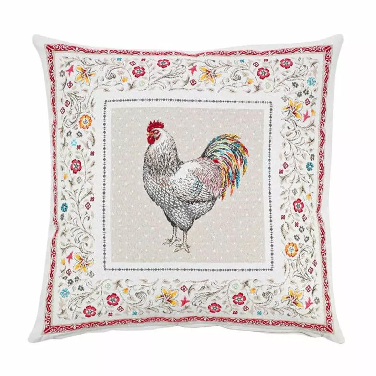 ニワトリジャカードクッションカバー