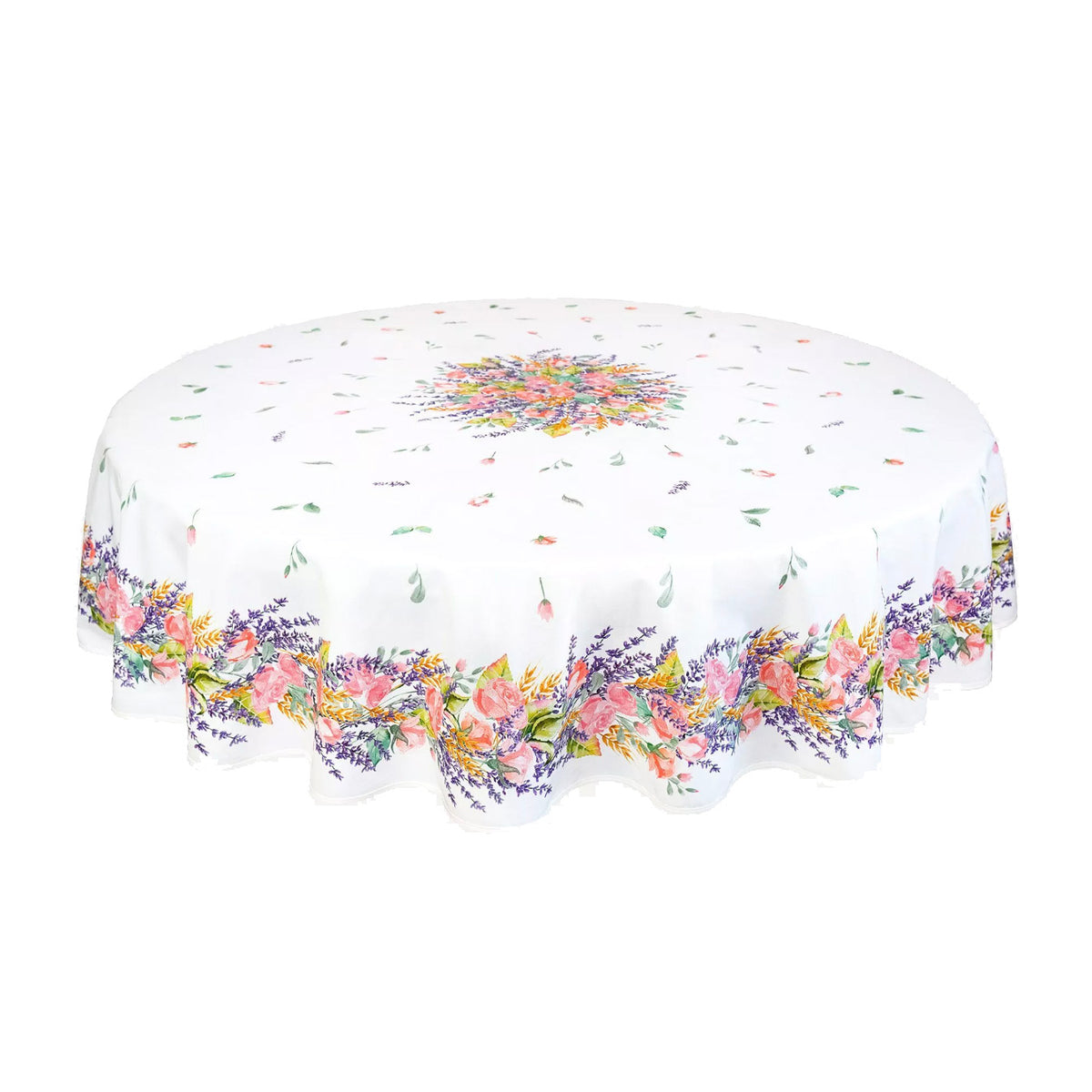 フラワーホワイトテーブルクロス180(撥水)