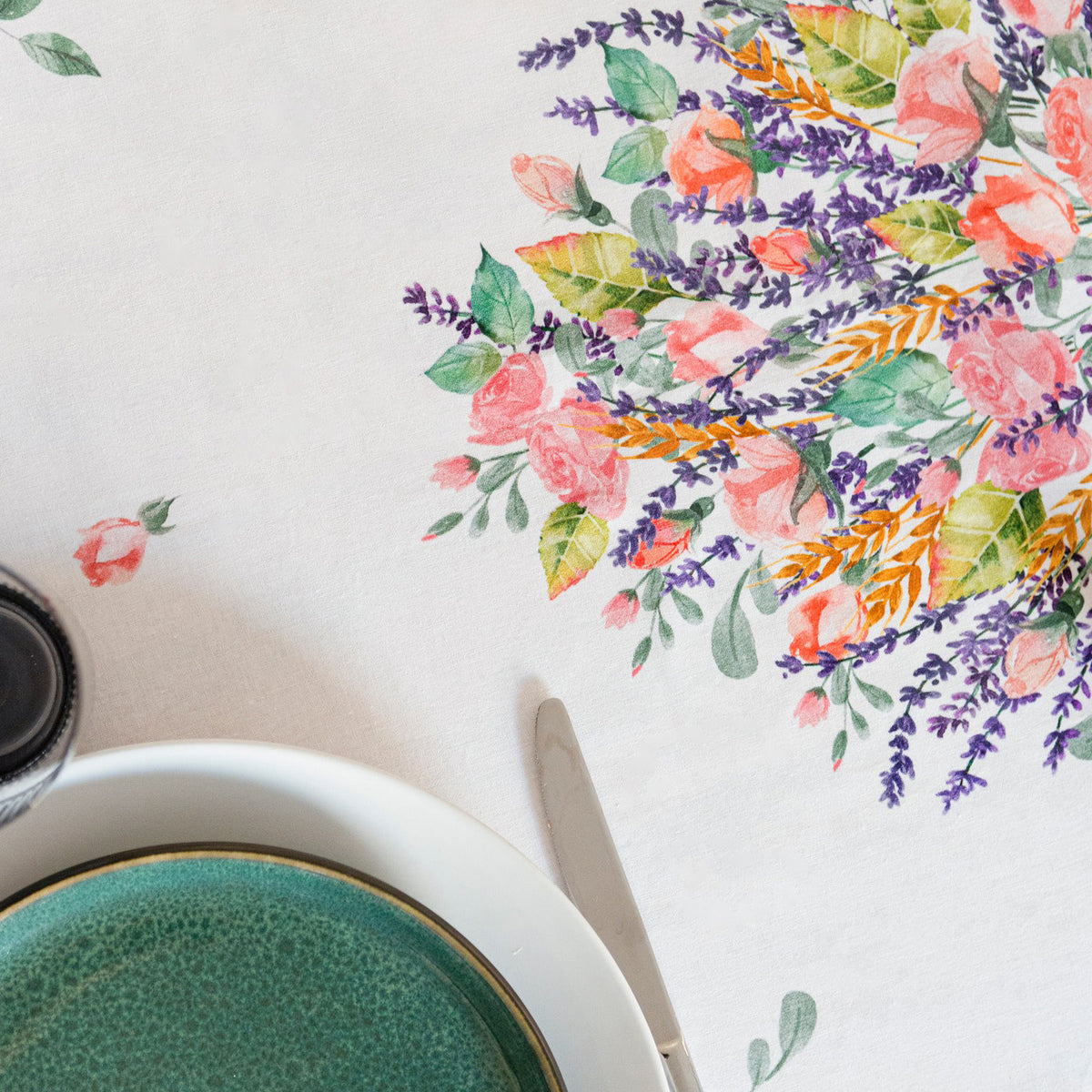 フラワーホワイトテーブルクロス200(撥水)