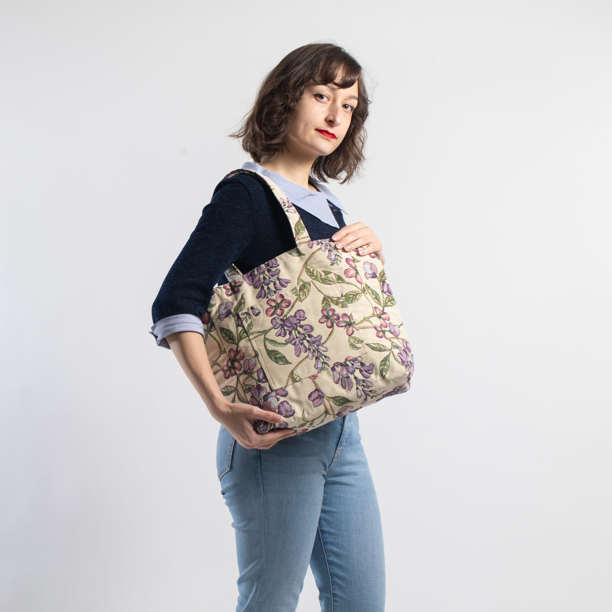 フレンチリバーシブルバッグ (横長トート)