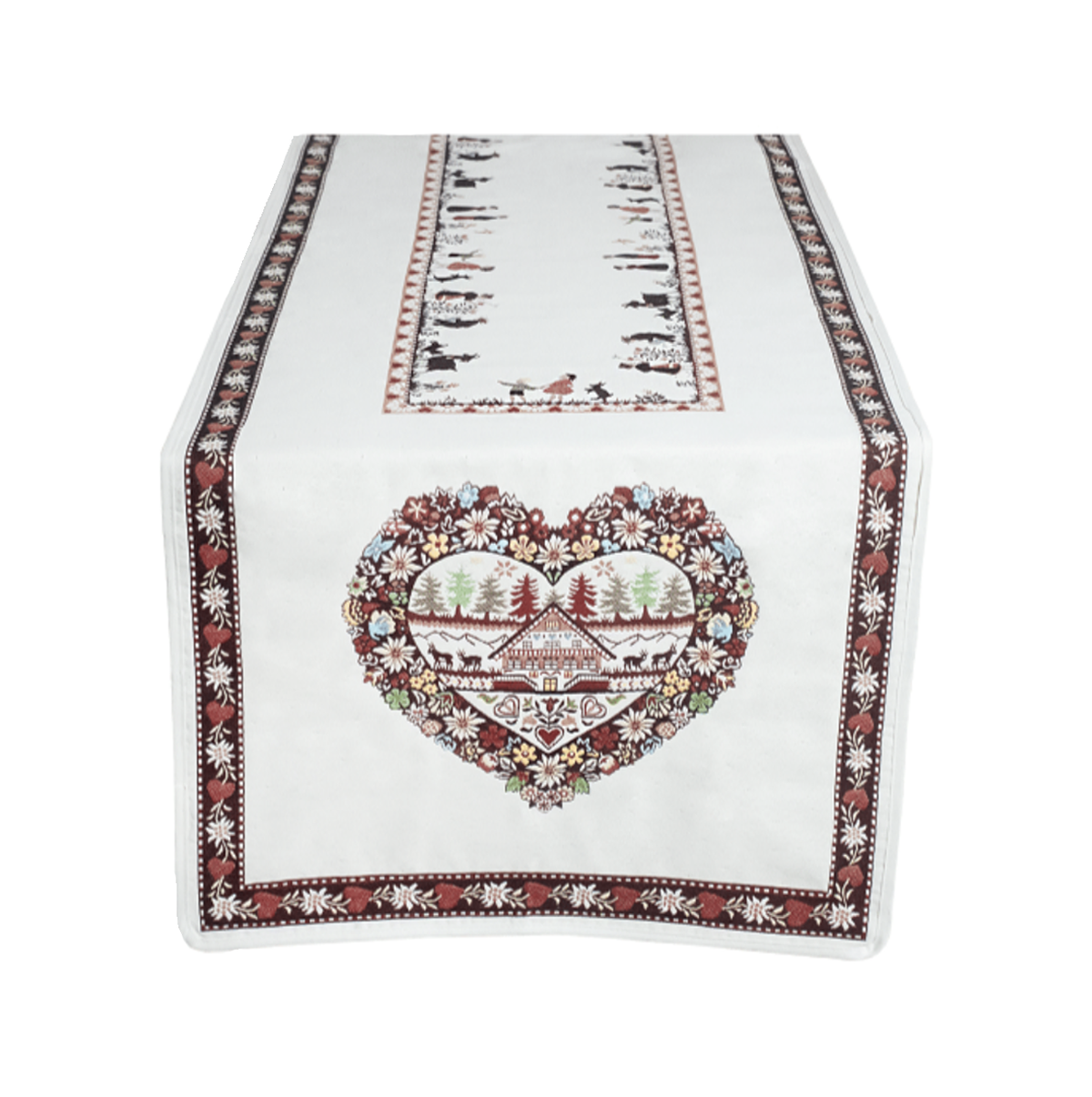 ハート白テーブルランナー
