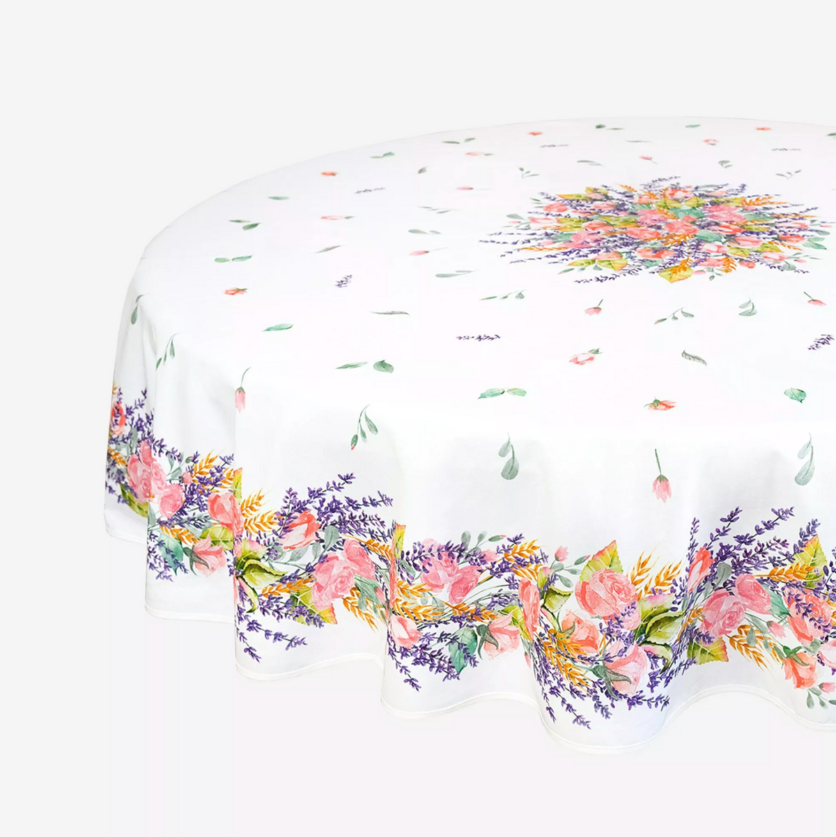 フラワーホワイトテーブルクロス180(撥水)