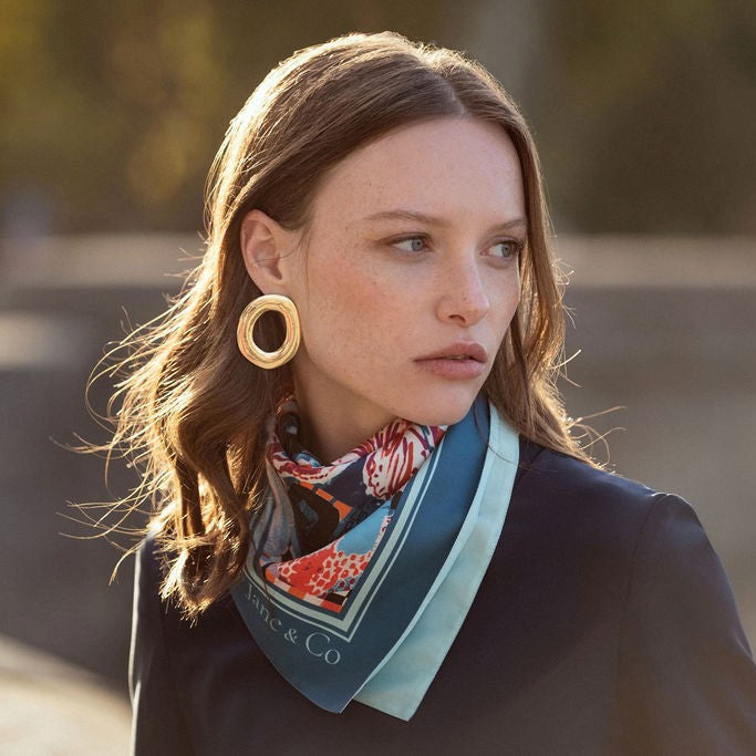 リバーシブルスカーフ 巾着付き（ネイビー） - フランス雑貨 メゾン  