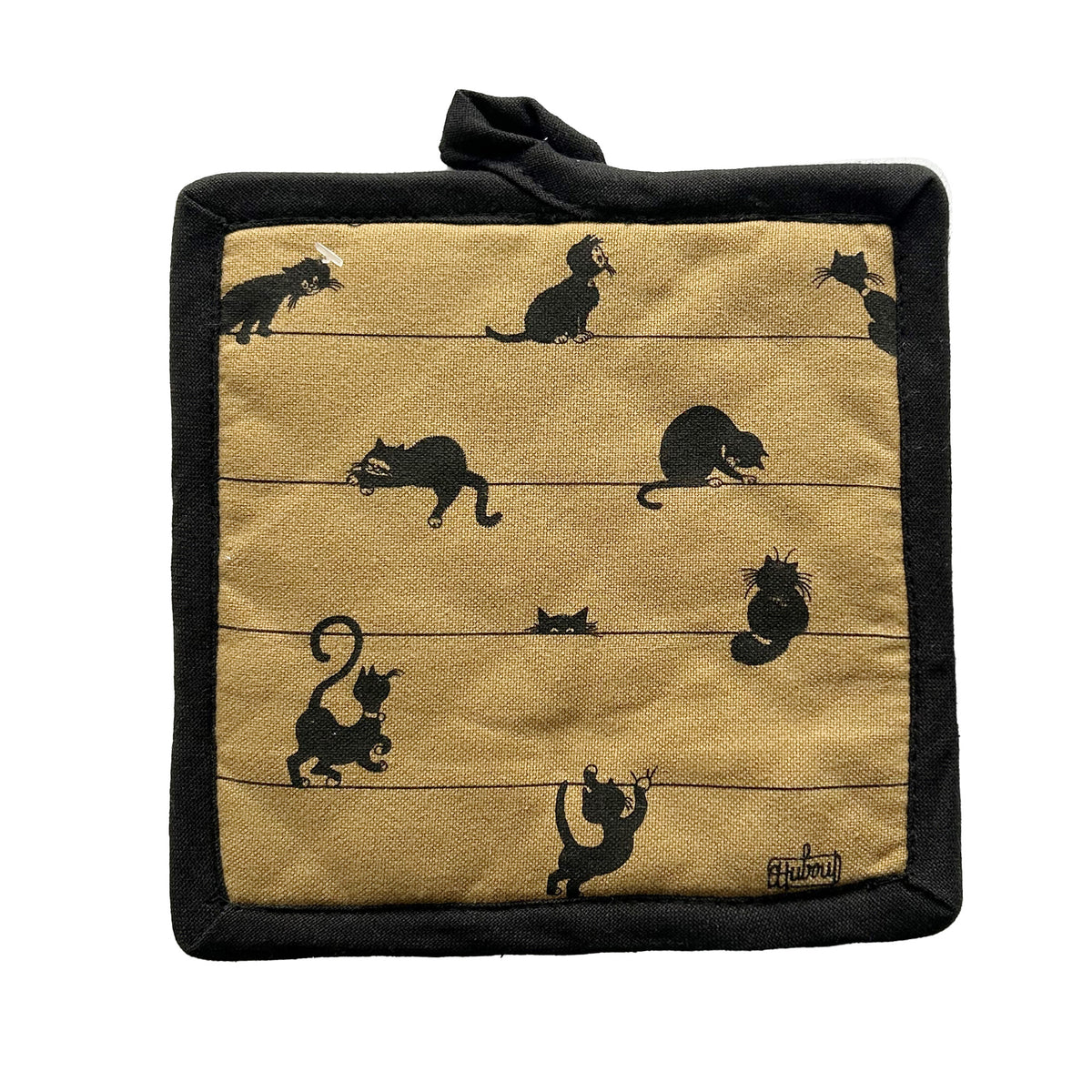 鍋敷き(黒猫)キャメル