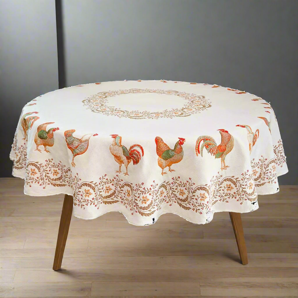 ニワトリジャカードテーブルクロス(円形)180