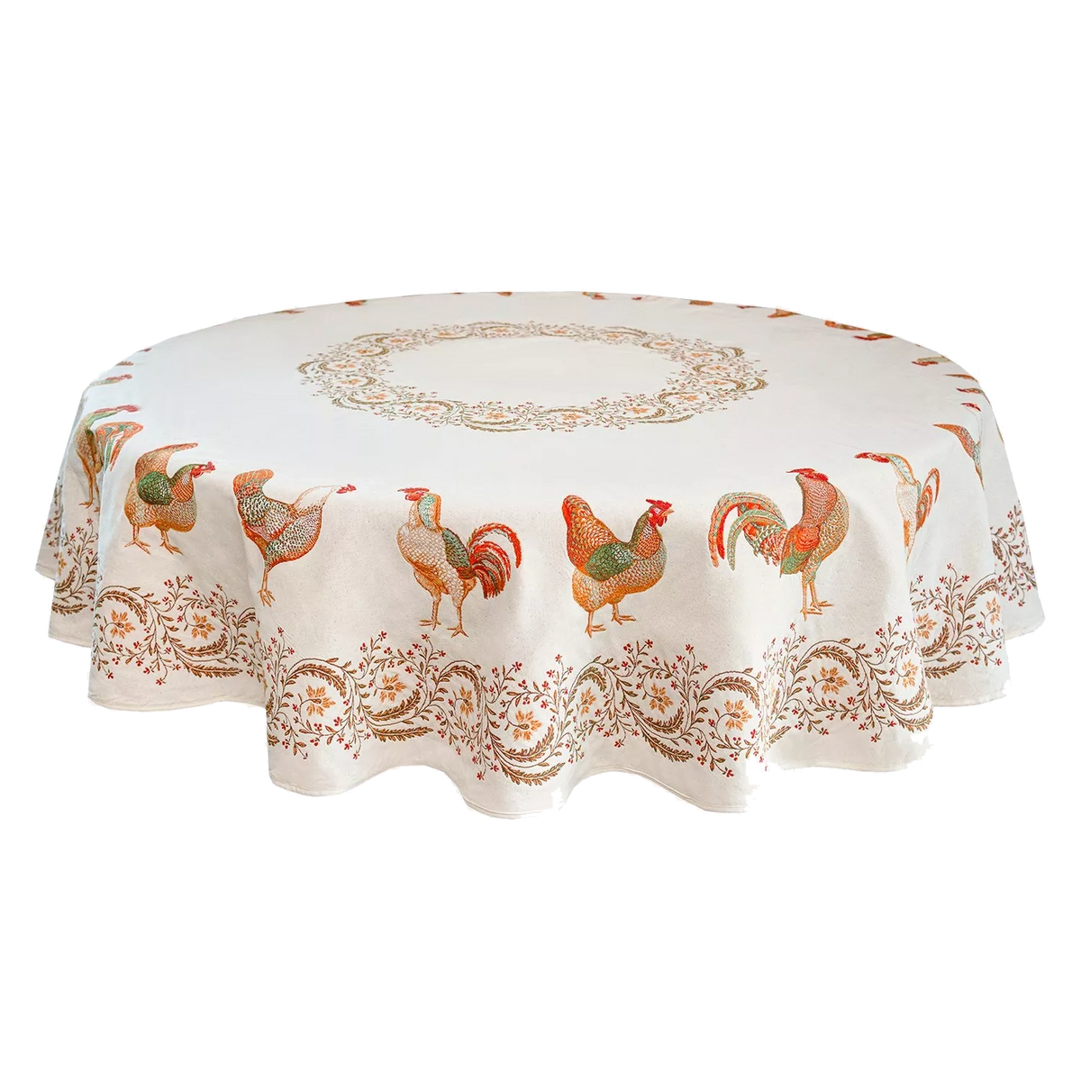 ニワトリジャカードテーブルクロス(円形)180