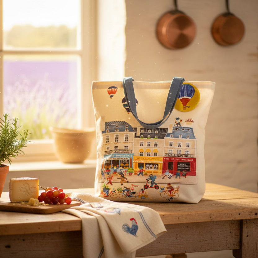 バッジ付きのトートバッグ(通り) - フランス雑貨 メゾン・ド・プロヴァンス