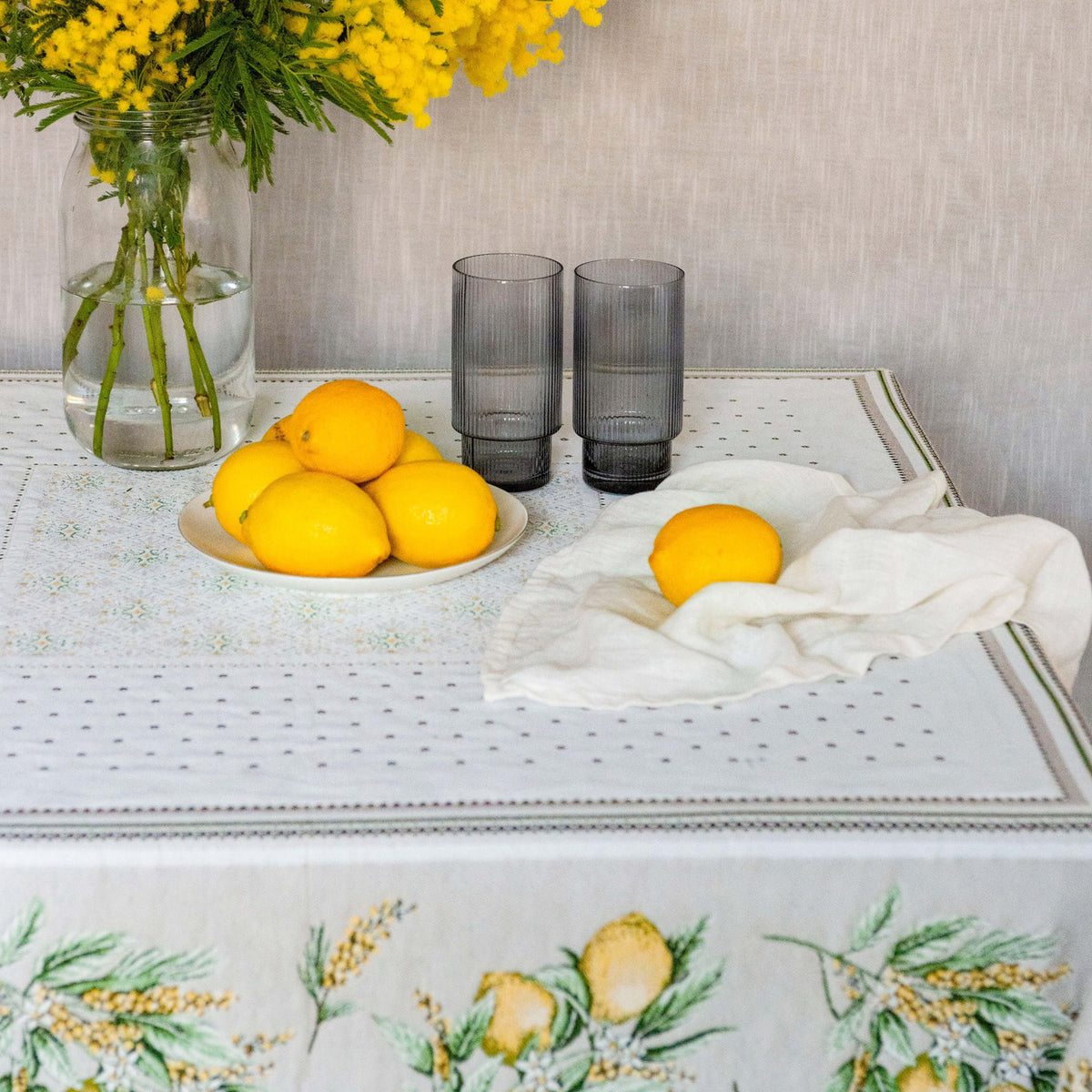 レモンジャカードテーブルクロス250