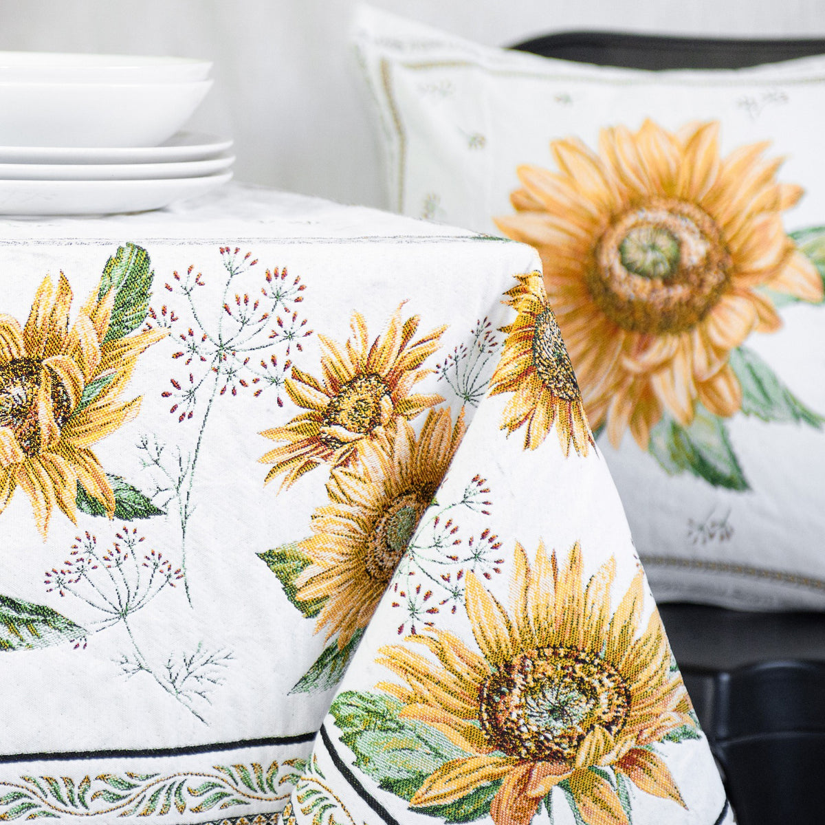 サンフラワークッションカバー 白