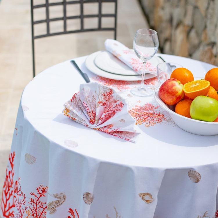 コーラルテーブルクロス180(撥水) - フランス雑貨 メゾン・ド・プロヴァンス