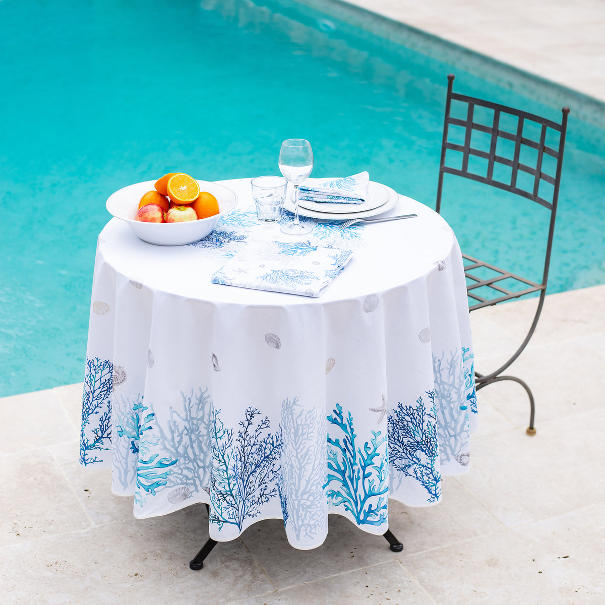 コーラルテーブルクロス180(撥水) - フランス雑貨 メゾン・ド・プロヴァンス