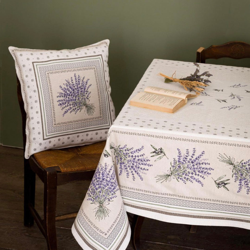 ラベンダー柄クッションカバー イエロー