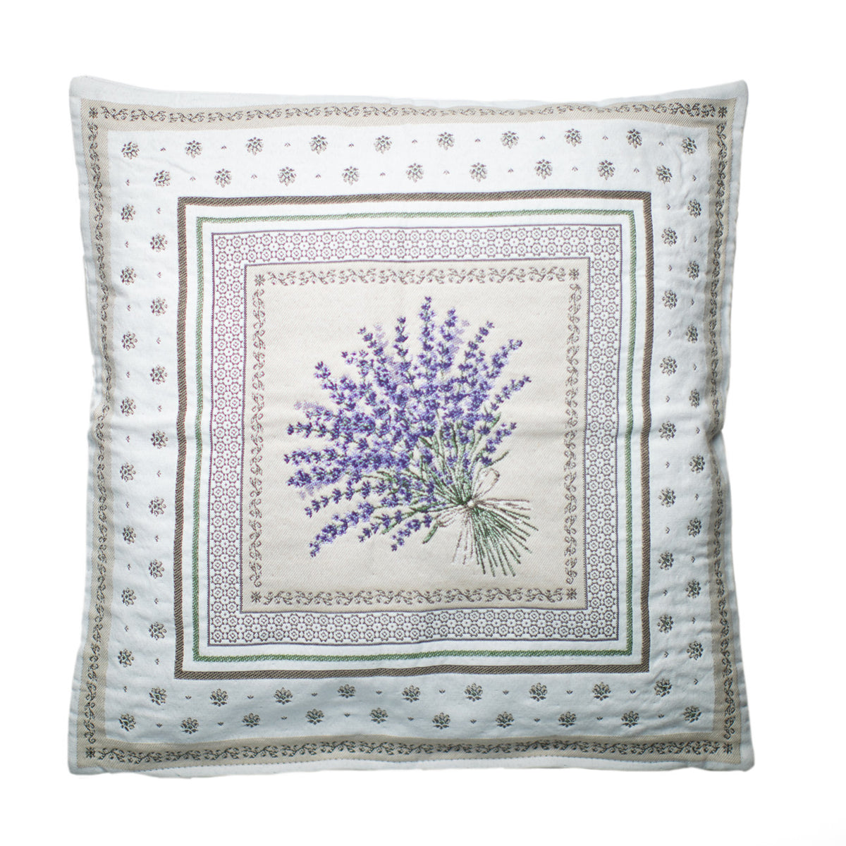 ラベンダー柄クッションカバー グレー