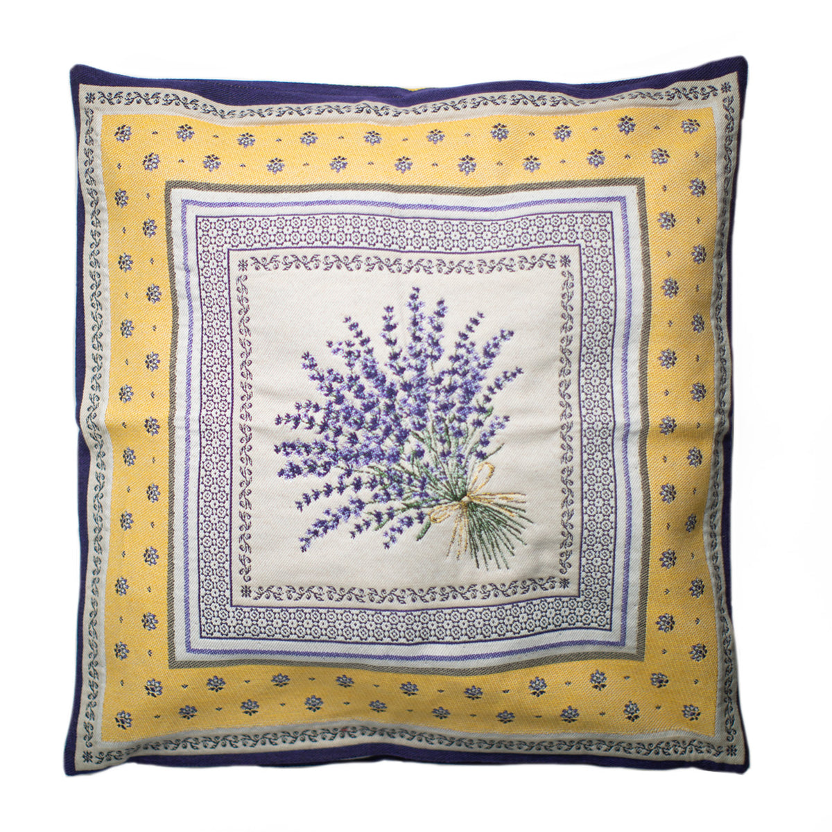 ラベンダー柄クッションカバー イエロー