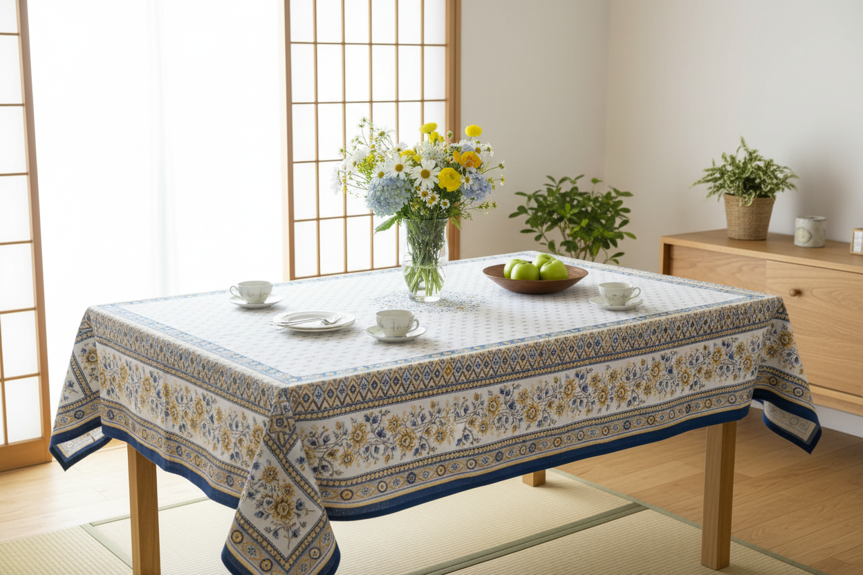 部屋の印象を明るく変える花柄テーブルクロスの魅力