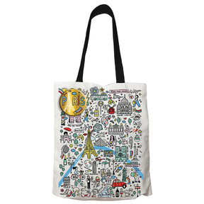 バッジ付きのトートバッグ（地図） - フランス雑貨 メゾン・ド・プロヴァンス