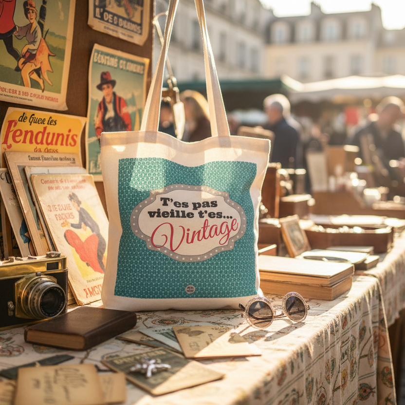 フレンチポップなトートバッグ（Vintage)