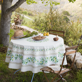 オリーブフラワーテーブルクロス180（撥水）