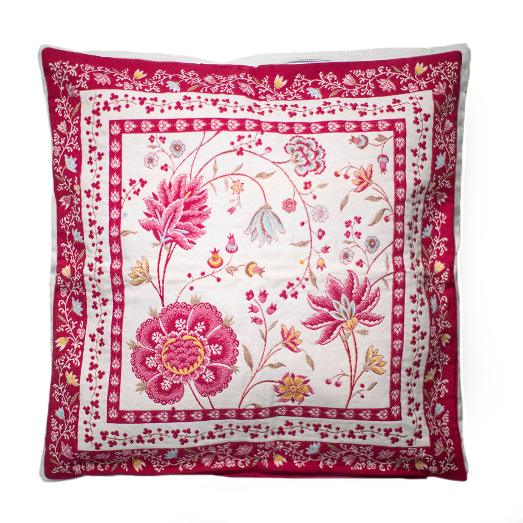 ピンク花柄クッションカバー - フランス雑貨 メゾン・ド・プロヴァンス